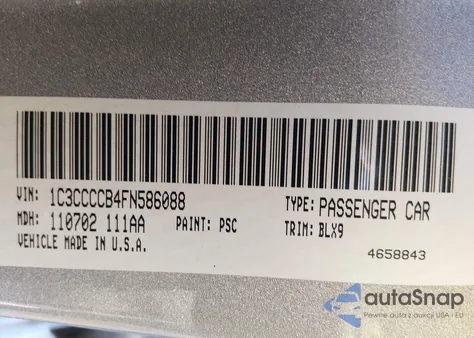 2015 Chrysler 200 C из США, поврежденный, VIN 1C3CCCCB4FN586088